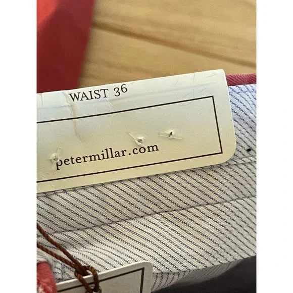 NEW NWT Peter Millar Washed Twill Flat Front Men's Pants Sport Red 36" x 37.5" - Picture 8 of 11
